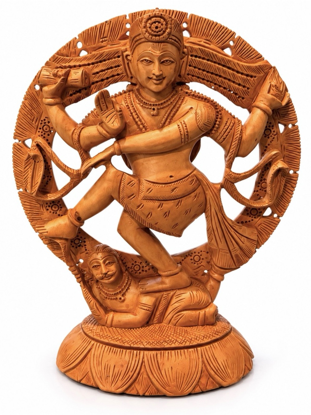 Beautiful Hand-Carved Wooden Nataraja Shiva Statue/Hindu God 6.25"x5"